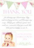 Vintage Carnival Joint Boy Girl Twins Photo Personalised Thank You Cards Christening Baptism Naming Day Party Celebrations ~ QUANTITY DISCOUNT AVAILABLE