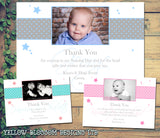 Classic Polka Dots Joint Boy Girl Twins Photo Personalised Thank You Cards Christening