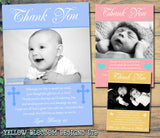 Cross Elegant Joint Boy Girl Twins Photo Personalised Thank You Cards Christening Baptism Naming Day Party Celebrations ~ QUANTITY DISCOUNT AVAILABLE