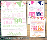 Shabby Chic Bunting Carnival Circus Poster Hen Weekend Itinerary Cards Hen Party Invites Bride To Be - Custom Personalised Invites - Yellow Blossom Designs Ltd