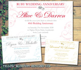 Anniversary Invitations Gold Silver Diamond Ruby 40th 50th 60th Wedding Party Personalised Bespoke ~ QUANTITY DISCOUNT AVAILABLE - YellowBlossomDesignsLtd