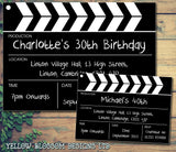 Adult Birthday Invitations Female Male Unisex Joint Party Her Him For Her - Clapper Movie Board ~ QUANTITY DISCOUNT AVAILABLE - YellowBlossomDesignsLtd