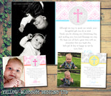 Elegant Religious Pink Blue Joint Boy Girl Twins Photo Personalised Thank You Cards