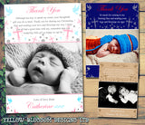 Religious Cross Doves Joint Boy Girl Twins Photo Personalised Thank You Cards Christening Baptism Naming Day Party Celebrations ~ QUANTITY DISCOUNT AVAILABLE