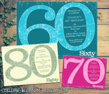 Adult Birthday Invitations Female Male Unisex Joint Party Her Him For Her - Sparkles 30th 40th 50th 60th 70th 80th 90th ~ QUANTITY DISCOUNT AVAILABLE - YellowBlossomDesignsLtd