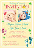 Joint Celebration Party - Christening Invitations Joint Boy Girl Unisex Twins Baptism Naming Day Ceremony Celebration Party ~ QUANTITY DISCOUNT AVAILABLE