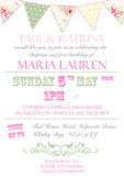 Poster Bunting Pink Blue - Christening Invitations Joint Boy Girl Unisex Twins Baptism Naming Day Ceremony Celebration Party ~ QUANTITY DISCOUNT AVAILABLE
