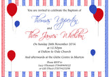 Balloons Joint Celebration Party - Christening Invitations Boy Girl Unisex Twins Baptism Naming Day Ceremony Celebration Party ~ QUANTITY DISCOUNT AVAILABLE - YellowBlossomDesignsLtd