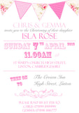 Bunting Vintage Joint Party - Christening Invitations Boy Girl Unisex Twins Baptism Naming Day Ceremony Celebration Party ~ QUANTITY DISCOUNT AVAILABLE - YellowBlossomDesignsLtd