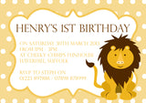 Monkey Lion Invitations Boy Girl - Children's Kids Child Birthday Invites Joint Party Twins Unisex Printed ~ QUANTITY DISCOUNT AVAILABLE
