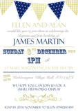 Ginham Bunting Celebration Party - Christening Invitations Joint Boy Girl Unisex Twins Baptism Naming Day Ceremony Celebration Party ~ QUANTITY DISCOUNT AVAILABLE