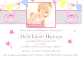 Rocking Horse Bunting Photo Party - Christening Invitations Joint Boy Girl Unisex Twins Baptism Naming Day Ceremony Celebration Party ~ QUANTITY DISCOUNT AVAILABLE