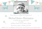Rocking Horse Bunting Photo Party - Christening Invitations Joint Boy Girl Unisex Twins Baptism Naming Day Ceremony Celebration Party ~ QUANTITY DISCOUNT AVAILABLE