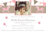 Rocking Horse Bunting Photo Party - Christening Invitations Joint Boy Girl Unisex Twins Baptism Naming Day Ceremony Celebration Party ~ QUANTITY DISCOUNT AVAILABLE