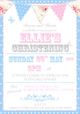 Vibrant Bright Bunting - Christening Invitations Boy Girl Unisex Twins Baptism Naming Day Ceremony Celebration Party ~ QUANTITY DISCOUNT AVAILABLE