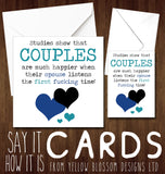 Funny Valentine's Day Card Couple Spouse Him Her Wife Hubsand Couple Partner Boyfriend Girlfriend Joke Cheeky Fun Birthday Anniversary Christmas Listen The First Time