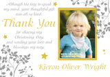 Elegant Joint Boy Girl Twins Photo Personalised Thank You Cards Christening Baptism Naming Day Party Celebrations ~ QUANTITY DISCOUNT AVAILABLE