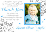 Elegant Joint Boy Girl Twins Photo Personalised Thank You Cards Christening Baptism Naming Day Party Celebrations ~ QUANTITY DISCOUNT AVAILABLE