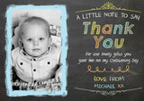 Vintage Chalkboard Joint Boy Girl Twins Photo Personalised Thank You Cards Christening Baptism Naming Day Party Celebrations ~ QUANTITY DISCOUNT AVAILABLE