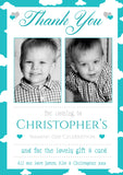 Cloudy Border Thank You Card With Photos Blue Pink Green