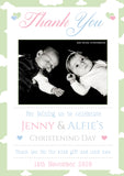 Cloudy Border Thank You Card With Photos Blue Pink Green