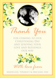 Flowers Joint Boy Girl Twins Photo Personalised Thank You Cards Christening Baptism Naming Day Party Celebrations ~ QUANTITY DISCOUNT AVAILABLE