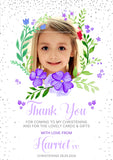 Thank You Cards With Printed Photo Christening Birthday Pink Blue Multi