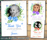 Thank You Cards With Printed Photo Christening Birthday Pink Blue Multi