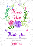 Christening Birthday Easter Thank You Cards Cute Floral Wreath