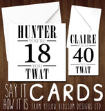 PERSONALISED Insulting You're 18 20 21 30 40 50 Cunt Twat Knob Bellend Wanker Birthday Card 18th 20th 21st 30th 40th 50th