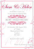 Anniversary Invitations Gold Silver Diamond Ruby 40th 50th 60th Wedding Party Personalised Bespoke ~ QUANTITY DISCOUNT AVAILABLE - YellowBlossomDesignsLtd