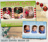 3 Photos Personalised Folded Flat Christmas Thank You Photo Cards Family Child Kids ~ QUANTITY DISCOUNT AVAILABLE