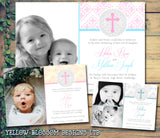 Classic Cross Joint Party - Christening Invitations Boy Girl Unisex Twins Baptism Naming Day Ceremony Celebration Party ~ QUANTITY DISCOUNT AVAILABLE - YellowBlossomDesignsLtd