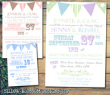Stars & Stripes Bunting Celebration Party - Christening Invitations Joint Boy Girl Unisex Twins Baptism Naming Day Ceremony Celebration Party ~ QUANTITY DISCOUNT AVAILABLE