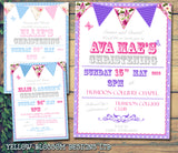 Vibrant Bright Bunting - Christening Invitations Boy Girl Unisex Twins Baptism Naming Day Ceremony Celebration Party ~ QUANTITY DISCOUNT AVAILABLE