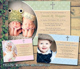 Religious Cross Photo - Christening Invitations Boy Girl Unisex Twins Baptism Naming Day Ceremony Celebration Party ~ QUANTITY DISCOUNT AVAILABLE