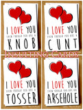 I Love You Even Though You Are A Knob Cunt Miserable Wanker Whore Bellend Arsehole Wanker Thundercunt Twat Knob Bastard Insulting Valentine's Anniversary Wedding Birthday Insult - Yellow Blossom Designs Ltd