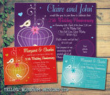 Anniversary Invitations Gold Silver Diamond Ruby 40th 50th 60th Wedding Party