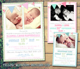 Joint Party Bunting Shabby - Christening Invitations Joint Boy Girl Unisex Twins Baptism Naming Day Ceremony Celebration Party ~ QUANTITY DISCOUNT AVAILABLE
