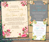 Vintage Classic Roses - Christening Invitations Joint Boy Girl Unisex Twins Baptism Naming Day Ceremony Celebration Party ~ QUANTITY DISCOUNT AVAILABLE