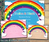 Rainbow Colourful - Children's Kids Child Birthday Invitations Boy Girl Joint Party Twins Unisex Printed ~ QUANTITY DISCOUNT AVAILABLE