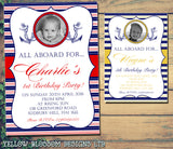 All Aboard Nautical Photo Party Invitations - Birthday Invites Boy Girl Joint Party Twins