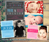 Photo Joint Twins Classic - Christening Invitations Boy Girl Unisex Twins Baptism Naming Day Ceremony Celebration Party ~ QUANTITY DISCOUNT AVAILABLE