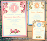 Initial Christening Invitations Boy Girl Unisex Twins Baptism Naming Day Ceremony Celebration Party ~ QUANTITY DISCOUNT AVAILABLE