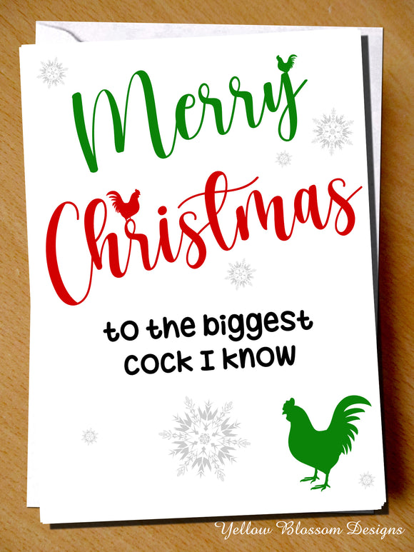 Rude Christmas Card Comedy Adult Humour Him Friend Boyfriend Husband Brother Dad To The Biggest Cock I Know … 