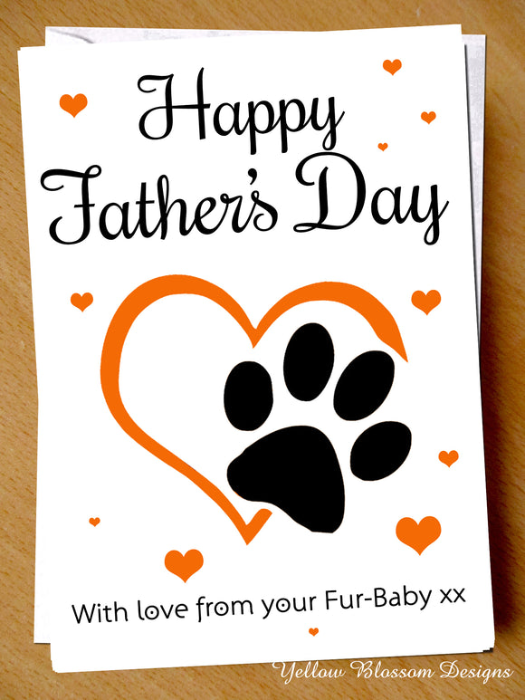 Cute Fathers Day Greeting Card Fur Baby Animal Pet Dog Cat Love Dad Husband Fun