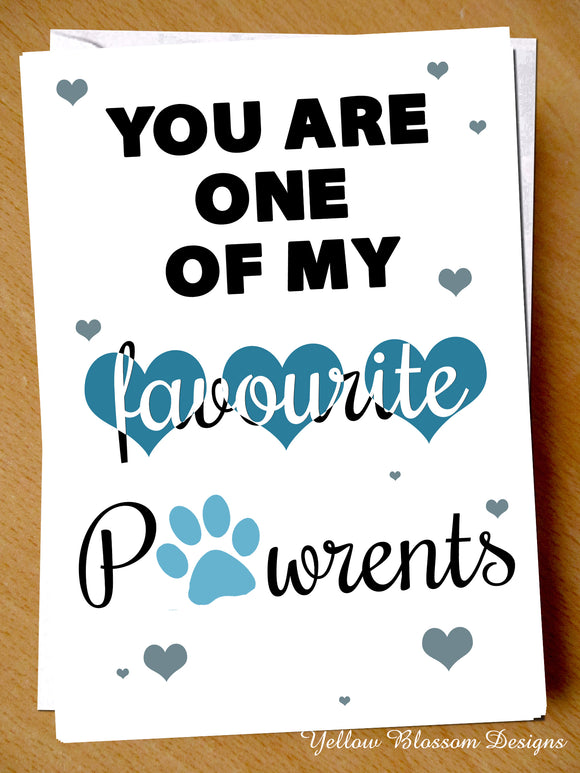 Favourite Pawrent Birthday Fathers Day Christmas Card Him Dad Stepdad Animal Pet Dog Cat