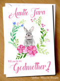 PERSONALISED Will You Be My Godfather Godmother Godparents Guardian Card Bunny A Rabbit