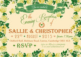Garden Roses Flowers Party Wedding Day Evening Invitations Personalised Bespoke  - Custom Personalised Invites - Yellow Blossom Designs Ltd