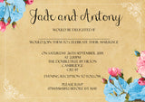 Vintage Roses Flowers Shabby Chic Wedding Day Evening Invitations Personalised Bespoke - Custom Personalised Invites - Yellow Blossom Designs Ltd